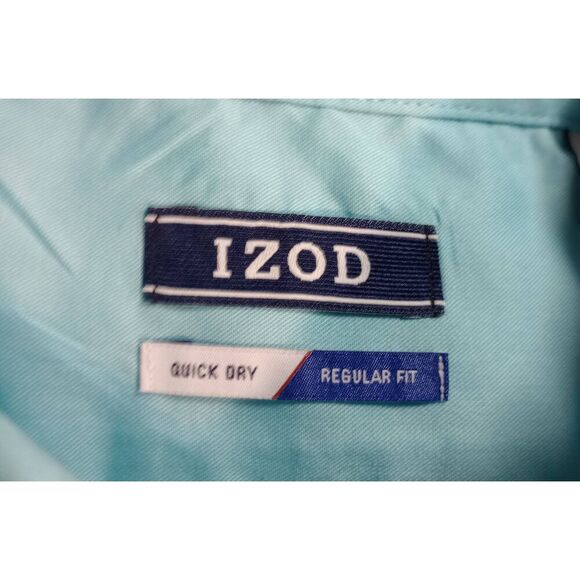 IZOD Mens 16.5 Button Down Long Sleeve Dress Shirt - Light Blue - Picture 6 of 9